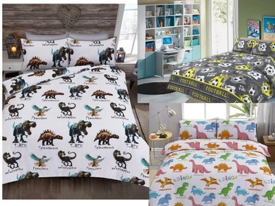 L S U Kids Dinosaur Bedding Set Printed Football Fun Design Boys Duvet Cover Set
