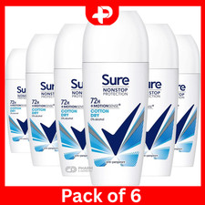 Sure Women Anti-Perspirant 72H Protection Deodorant Roll On 50ml Pack of 6