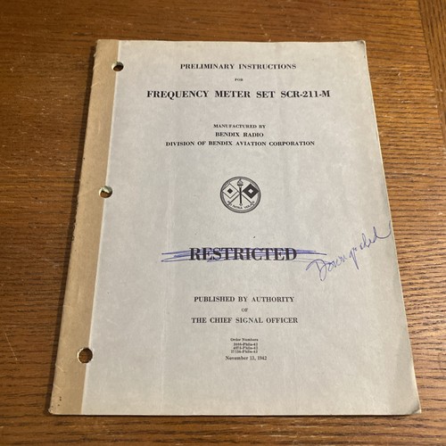 Radio Bendix - Jeu de fréquences SCR-211-M Manuel d'instructions