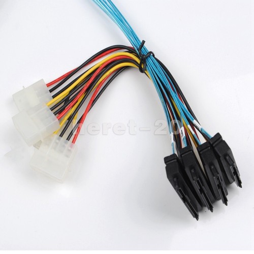 Mini SAS HDD SFF-8643 to 4 SAS SFF-8482 Connector with IDE Power Port Hard Drive - Picture 10 of 10