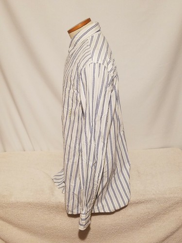 Camisa Kirra azul a rayas grande de algodón para hombre manga larga con botones  - Imagen 3 de 6