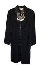 New Talbots Size 6 Business Solid Black Dress Work Or Casual With Necklace