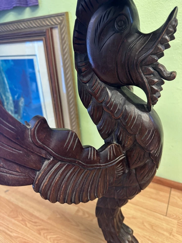 СТАРИННЫЙ Дракон Фэн-Шуй, Феникс сильно резной красное дерево китайский приставной столик - Изображение 4 из 4