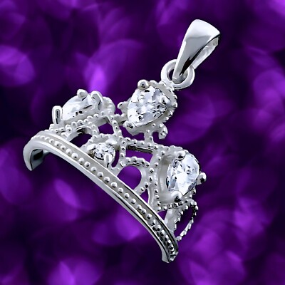 Tiara Crown 925 Sterling Silver Penda with Cubic Zirconia Princess Jewelry