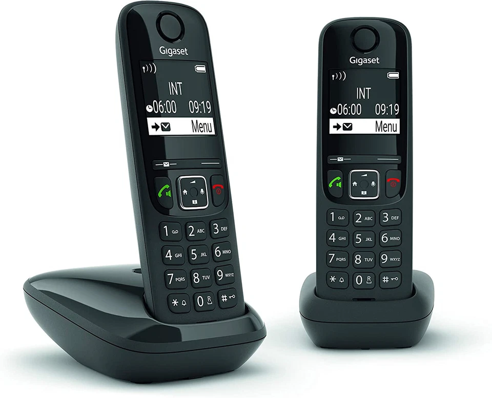 Gigaset AS690 Duo Kit 2 Telefoni Cordless Vivavoce Display Tasti Illuminati Nero