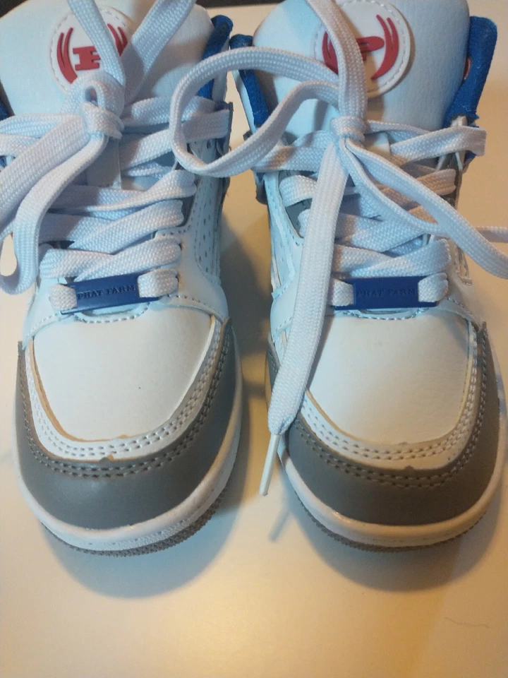 Zapatillas altas Phat Farm blancas/grises/azules niños niños talla 11 Foto 4 de 4