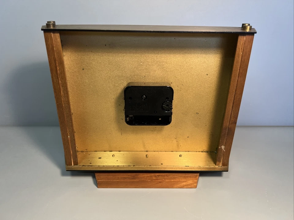 Atlanta Electric | Tischuhr Kaminuhr Holz Messing 1970er Jahre | #A4 - Bild 4 von 4