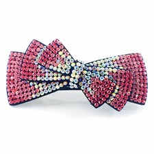 HANDMADE BARRETTE use Swarovski Crystal Hair Clip Hairpin Elegant BOW PINK 316