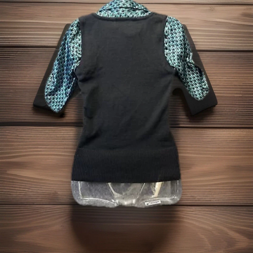 Suéter en capas vintage Whimsigoth Top para mujer S negro años 90 Y2K Officecore Grunge Foto 2 de 4