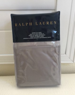 RALPH LAUREN Queen Flat Sheet Bedford Jacquard Grey Dawn 100% Cotton $230 New 