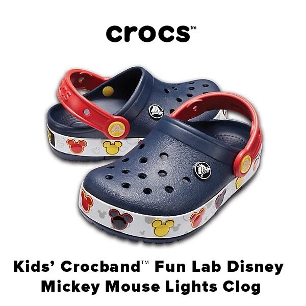 Kids Crocband Fun Lab Disney Mickey Mouse Lights Clog Navy Size