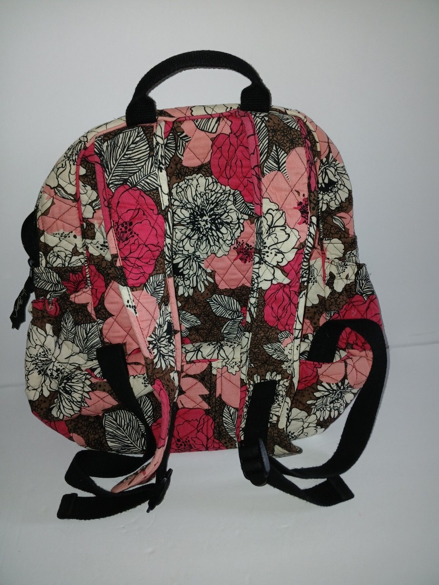Vera Bradley Quilted Pink White Flower Design Bookbag  display picture 2