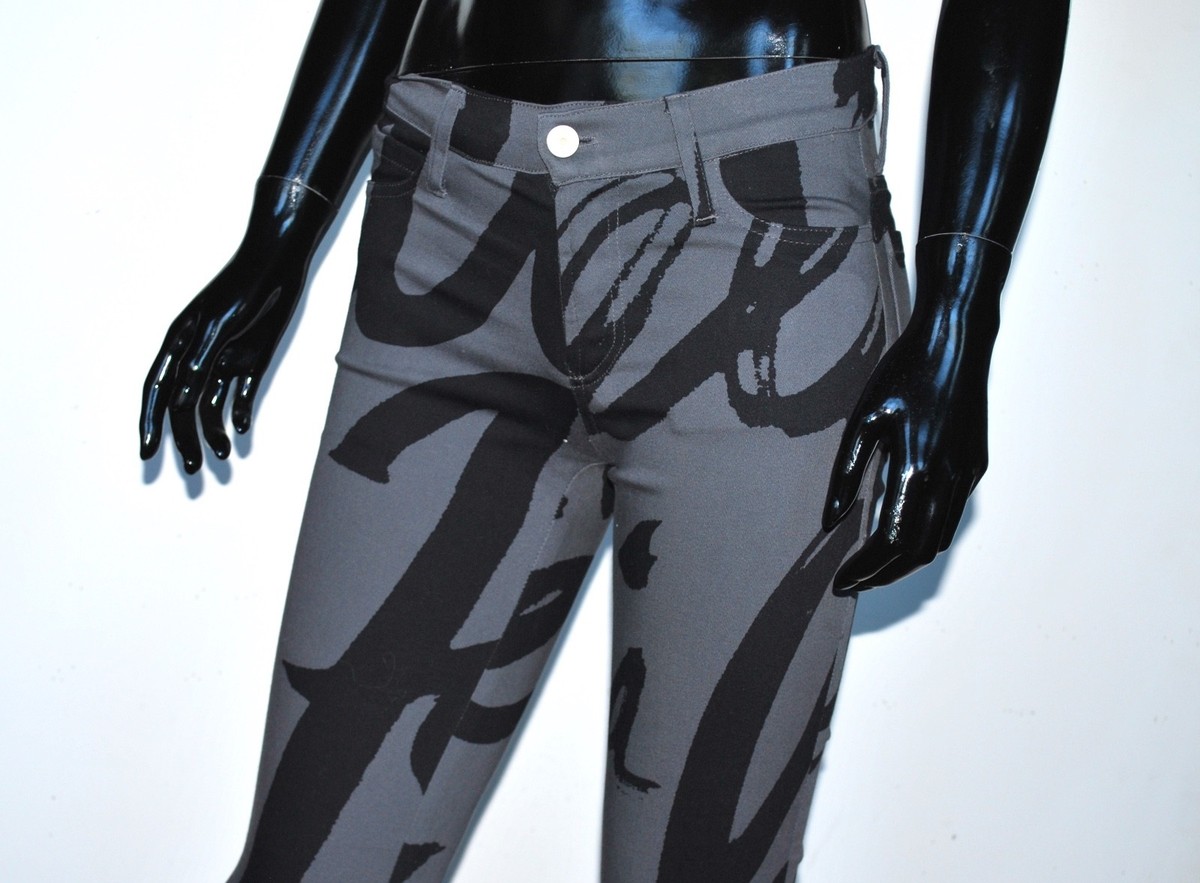 Patricia Field CALLIGRAPHY 印花灰色牛仔裤Members16 S 码