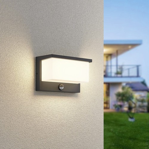 Modern Anthracite LED Outdoor Wall Light With Sensor For Veranda ...