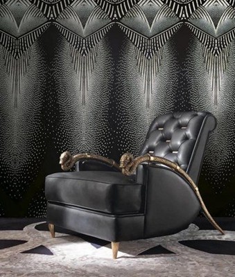 17206 Roberto Cavalli 6 Decorative Black White Gold Wallpaper