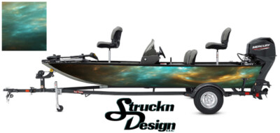 Galaxy Nebula Stars Sky Star Graphic Fishing Vinyl Bass Fish Decal Boat Wrap Kit