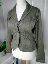 Bandolino Jacket Medium10/12 Khaki Frayed Edges