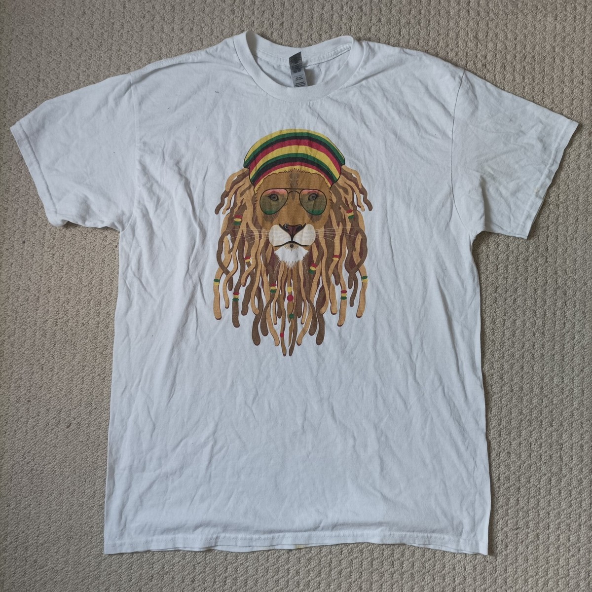 Jamaican Lion Mens Reggae T-Shirt In Size Large Bob Marley Rastafarian  Rasta