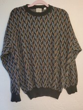 Vintage Linea Uomo Italy Men's Pullover Wool Blend Geometric Sweater Size Large