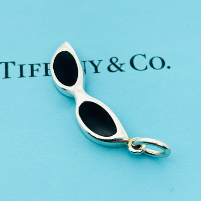 Tiffany Sunglasses Charm Pendant in Black Enamel and Silver 