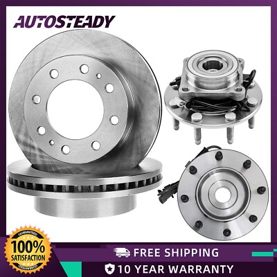 Front Wheel Hub Bearing Disc Brake Rotor Kit for 2001 - 06 Chevy Silverado 3500