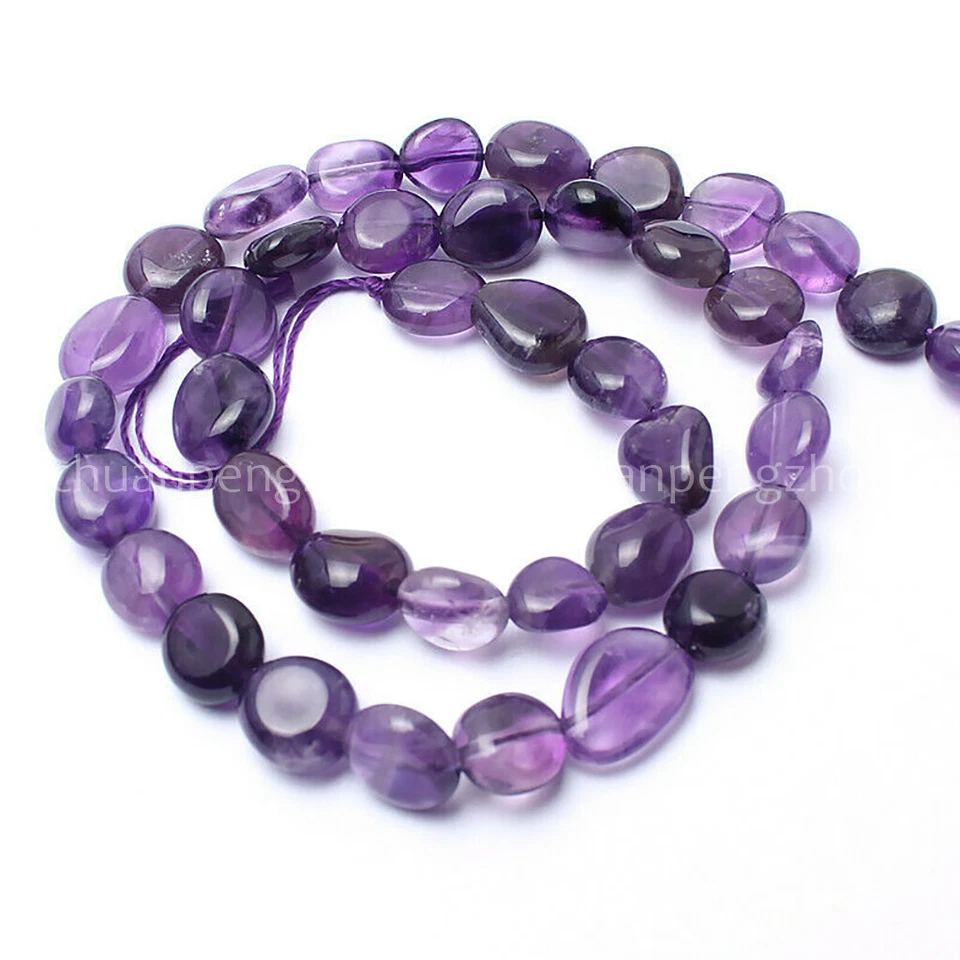 Natural 8-10mm Brazil Purple Amethyst Gemstone Irregular Loose Beads 15'' AAA+ - Image 2 of 3
