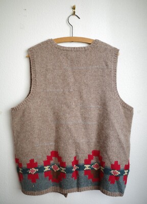 Vintage Ralph Lauren Hand Knit Sweater Vest sz 1X Wool Aztec