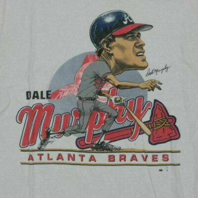 Atlanta Braves Player Rare Vintage 1988 Dale Murphy  White T Shirt NG2446