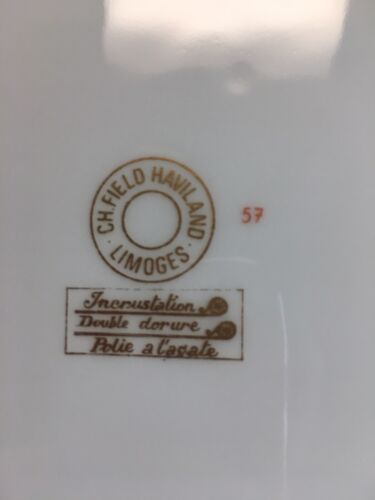(12)Chas Haviland Limoges Incrustation Polie a l'agate Cobalt 10.3" DINNER PLATE - Picture 7 of 7
