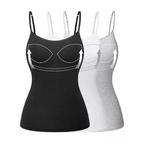 Damen Unterhemd BH-Hemd Basic Eingebauter BH Bügelloser Gepolstert Tank Tops DE - Bild 8 von 19