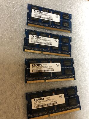 Lot Of 4 Elpida 2GB 2Rx8 PC3-10600S-9-10-F1 Laptop Memory Module