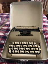 Vintage 1950s Smith Corona Manual Skyriter Portable Typewriter With Case - Read thumbnail