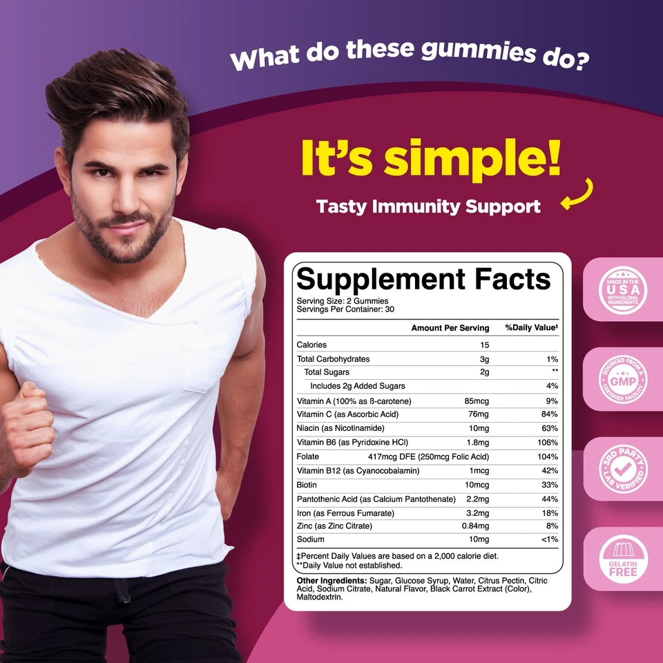 Gomitas de hierro multivitamínicas naturales para adultos - vitaminas gomosas para adultos con hierro Foto 3 de 4