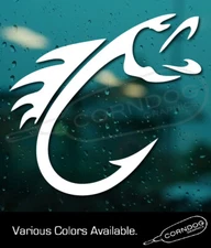 Fish Hook STICKER VINYL DECAL  FISHING FISHERMEN FLY BASS 