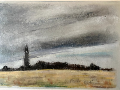 Franz Ehmke *1928-2018 Pastel Italian Poplar Blankenfelde Schwarzer Weg