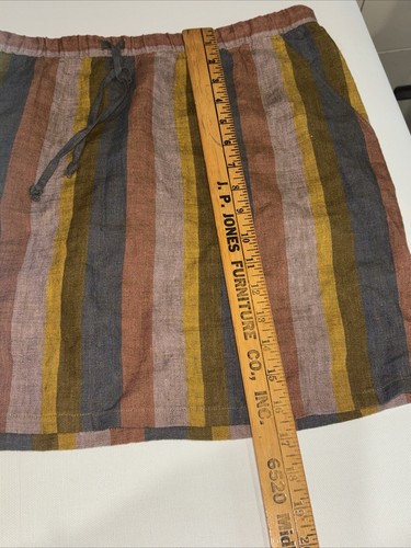 Garnet Hill Easy Linen Pull-on Skirt Striped Sz Medium Drawstring Pockets Boho - Picture 10 of 10