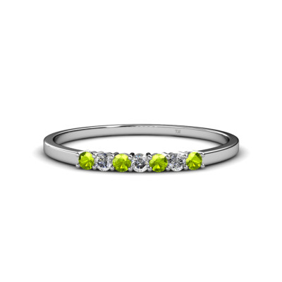 TriJewels Round Peridot and Diamond Women Wedding Band Ring 14K