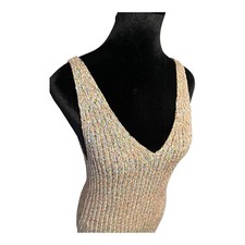 Lush Semi Chunky Knit Midi Bodycon Colorful Dress Women’s Size L Beach Coastal