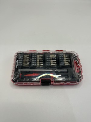 Amazon Basics 50-teiliges Präzisions-Schraubendreher-Bit-Set, schwarz, rot, silber