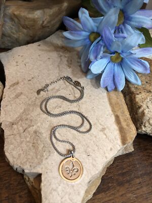 NOMINATION Sterling 925 FLEUR DE LIS Cut Out Coin Pendant Necklace 15 1/2''+