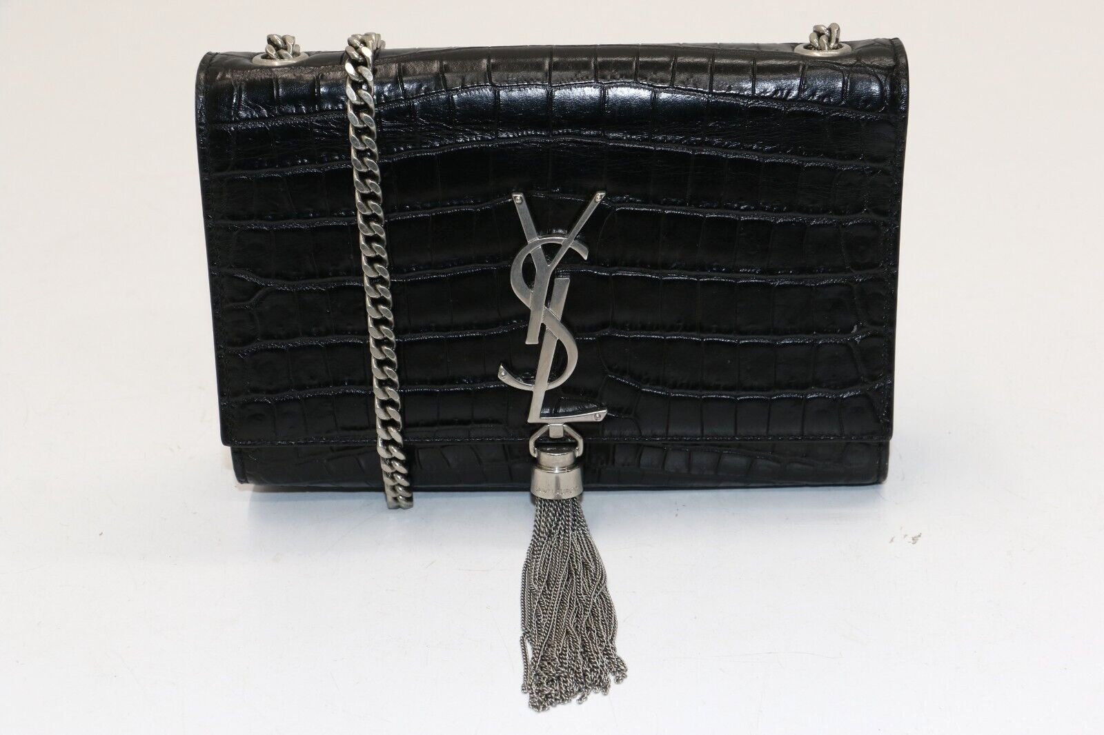 Borsa Saint Laurent pelle di vitello coccodrillo goffrata piccola classica nappa Kate