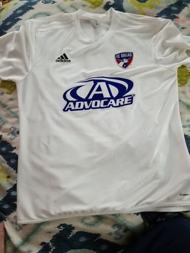 FC Dallas MLS Adidas Men's White #9 Gray tag Size Large Advocare Discolored  - Picture 1 of 17
