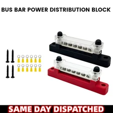 12V Terminal Block Bus Bar & 2x 12 Cover Distribution Bus Bar Auto Boat Power AA