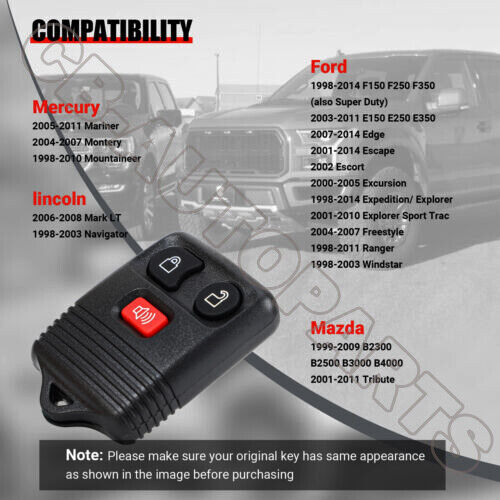 2 PCS Entry Remote Control Car Key Fob 4 Buttons For Ford F150 Expedition Escape - Picture 7 of 12
