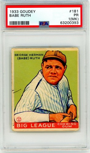 1933 Goudey Babe Ruth #181 PSA 1 (MK) P1452