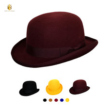 Sombrero de bombín clásico de lana inglés, auténtico sombrero de bombín de lana inglés