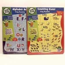 Lot Of 2 Leap Frog Learning Tray Puzzles Counting Quest  Alphabet Adventure 