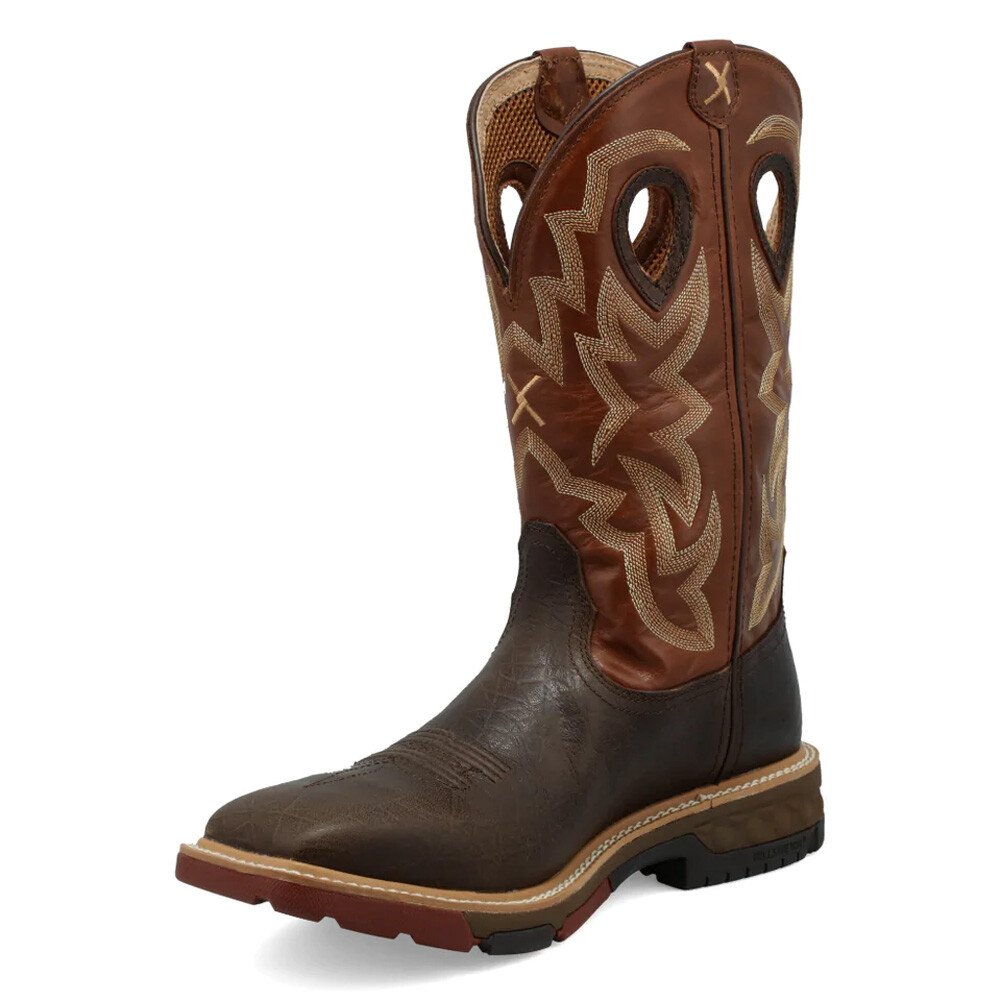 TWISTED X Mens Western Waterproof 12in Smokey Chocolate/Spice Work TWISTED X Mens Western Waterproof 12in Smokey Chocolate/Spice Work