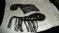 724/4 Antique Applique Lot 2 BLACK GLASS JET BEADS 9'' long