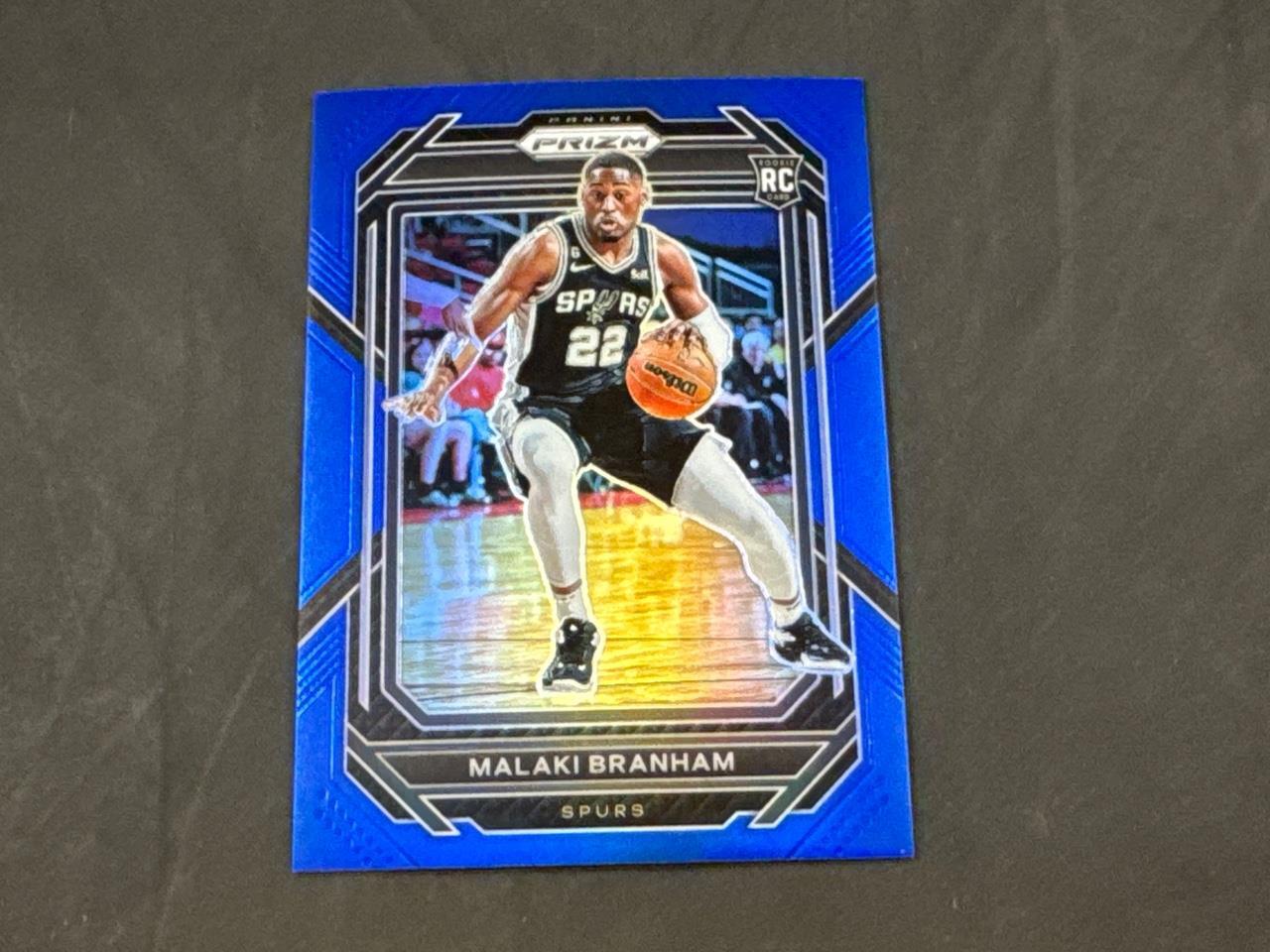 2022-23 PANINI PRIZM MALAKI BRANHAM #230 ROOKIE BLUE PRIZMS 007/199 SPURS RC